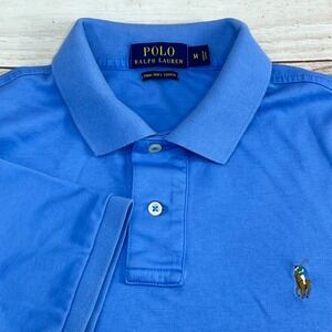 Polo Ralph Lauren Mens Blue Pima Soft Touch Short Sleeve Polo‎ Shirt Size M